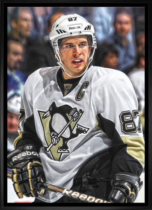 Sidney Crosby Pittsburgh Penguins Framed  20x29 Close-Up Canvas - Frameworth Sports Canada 
