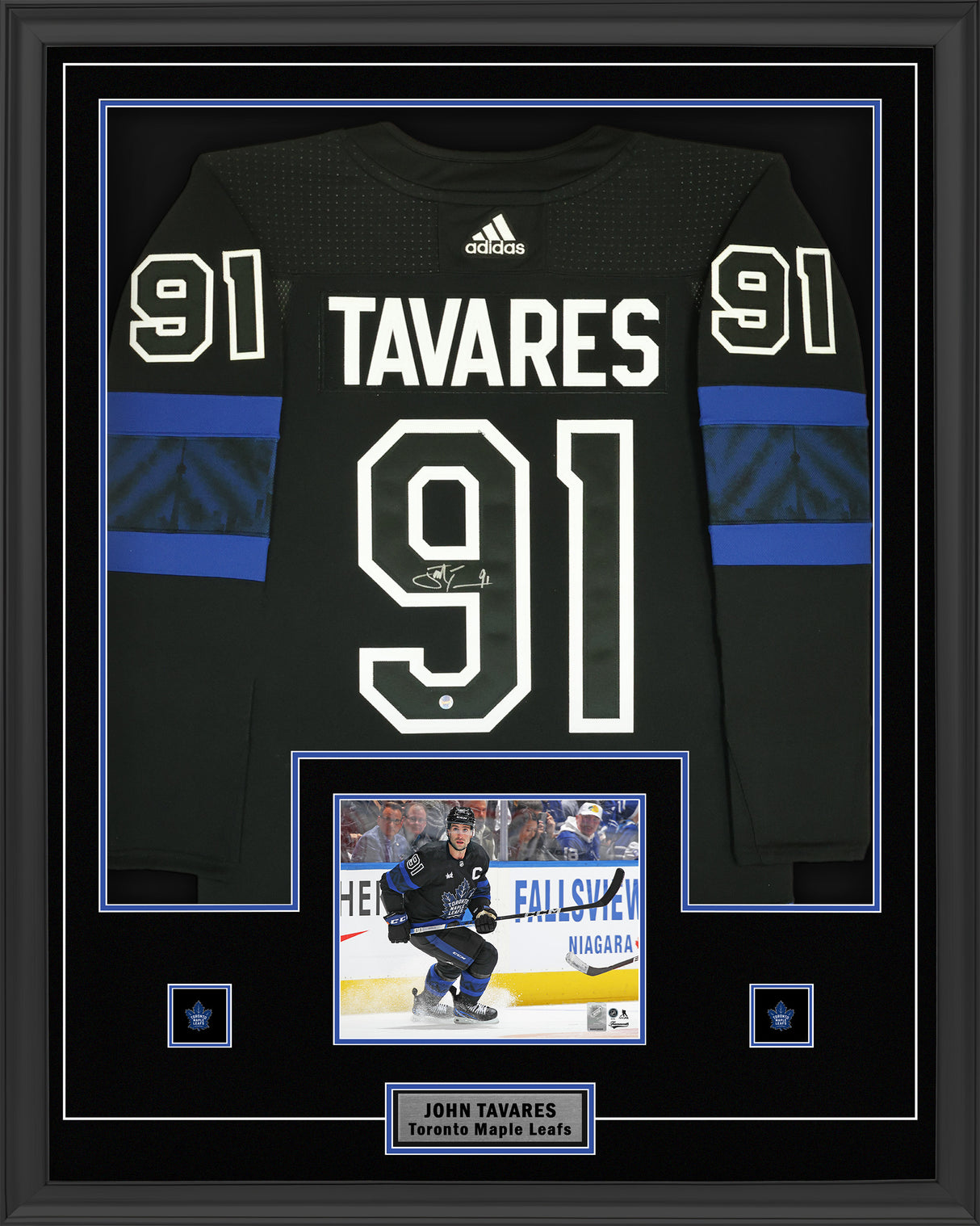 John Tavares Signed Framed 34x42 Toronto Maple Leafs Black Alternate Adidas Jersey - AUCTION