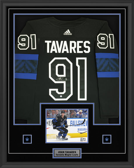 John Tavares Signed Framed 34x42 Toronto Maple Leafs Black Alternate Adidas Jersey - AUCTION