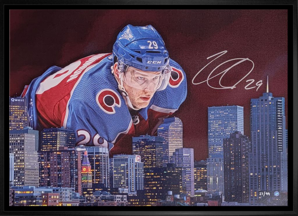 Nathan Mackinnon Colorado Avalanche Signed Framed 20x29 Colorado Skyline Canvas LE/ 99 - AUCTION