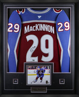 Nathan MacKinnon Signed Framed 34x42 Colorado Avalanche Burgundy Fanatics Premium Jersey - AUCTION