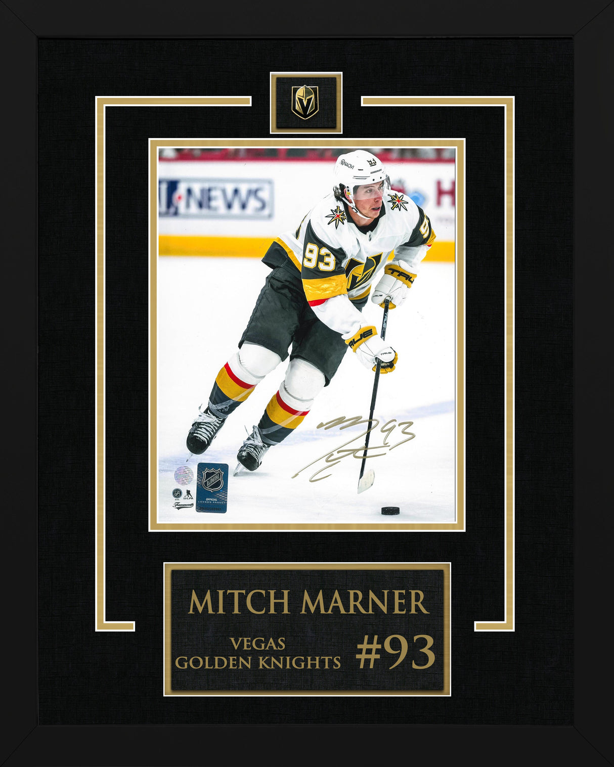 Mitch Marner Signed 8x10 Photo Framed Etched Mat Vegas Golden Knights Action-V - AUCTION