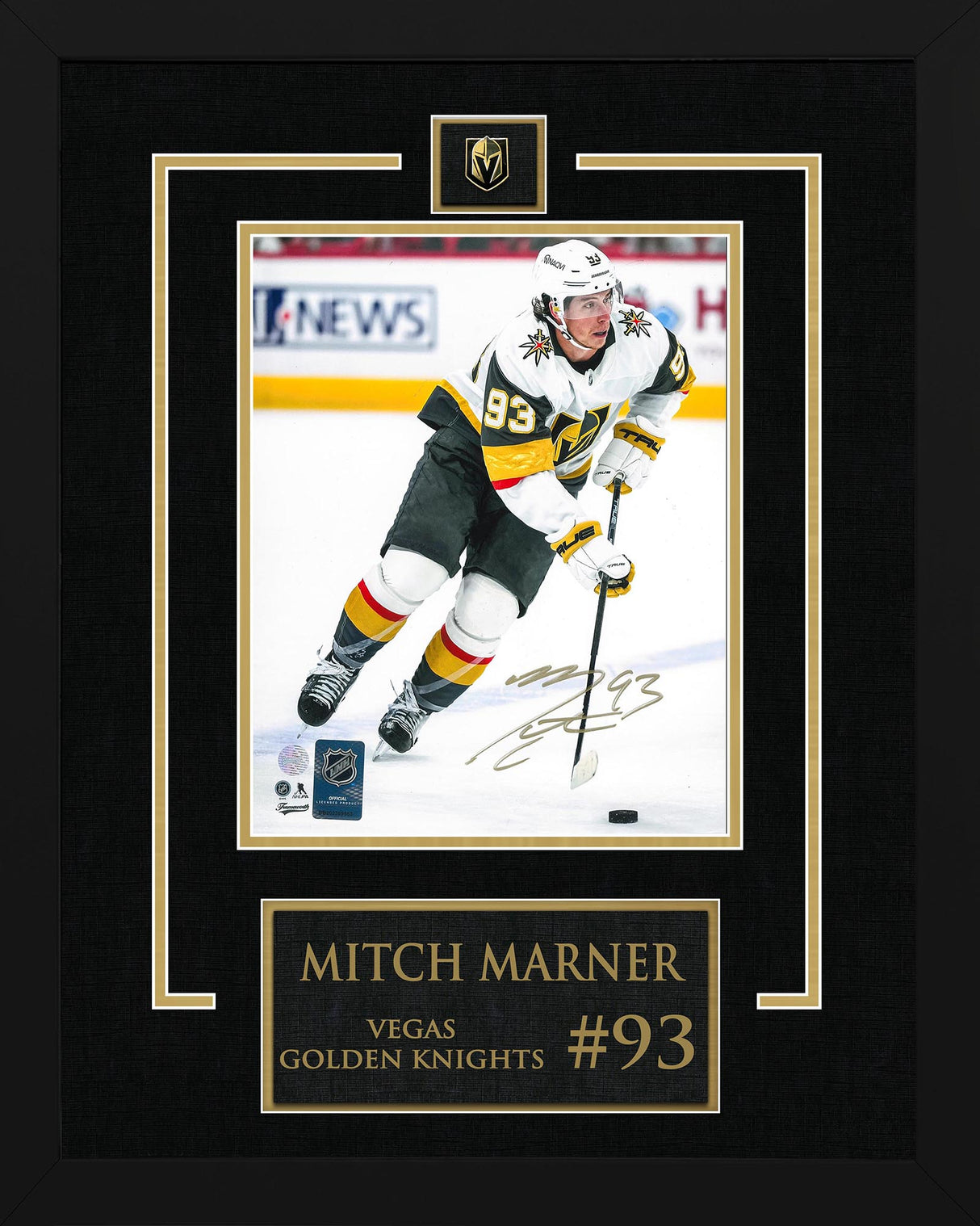Mitch Marner Signed 8x10 Photo Framed Etched Mat Vegas Golden Knights Action-V