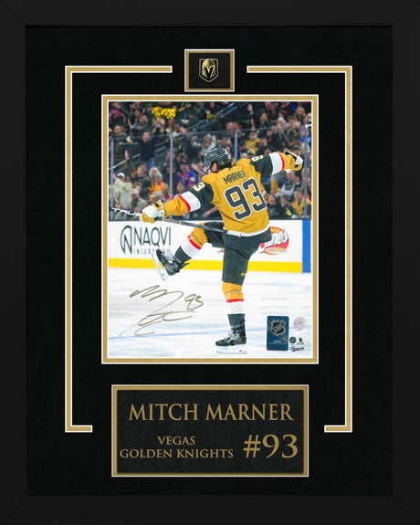 Mitch Marner Signed 8x10 Photo Framed Etched Mat Vegas Golden Knights Celebration-V - AUCTION