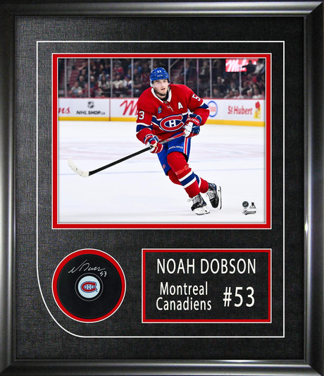 Noah Dobson Signed Puck Framed 17x19.5" Montreal Canadiens Autograph Series - AUCTION