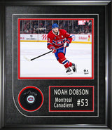 Noah Dobson Signed Puck Framed 17x19.5" Montreal Canadiens Autograph Series