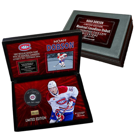 Noah Dobson Signed Deluxe Puck Case Montreal Canadiens Debut (Limited Edition of 53) - AUCTION