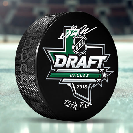 Noah Dobson Signed 2018 NHL Draft Puck Insc "12th Pick" - AUCTION