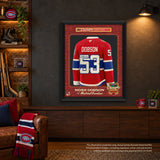 Noah Dobson Signed Framed 34x42 Photo Glass Montreal Canadiens 2026 Heritage Classic Fanatics Premium Jersey (Limited Edition of 53)