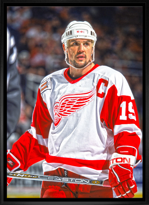 Steve Yzerman Detroit Red Wings Framed 20x29 The Stare Canvas - Frameworth Sports Canada 