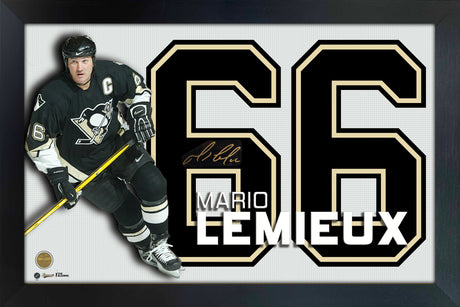 Mario Lemieux Pittsburgh Penguins Signed PhotoGlass Fram with Embedded Signature - AUCTION