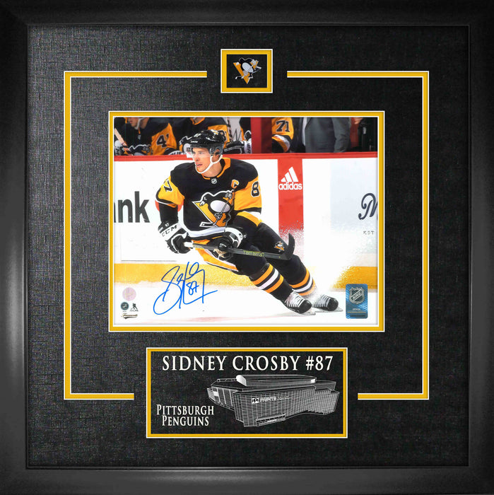 Sidney Crosby Pittsburgh Penguins Signed Framed 8x10 Action Photo with Etched Mat