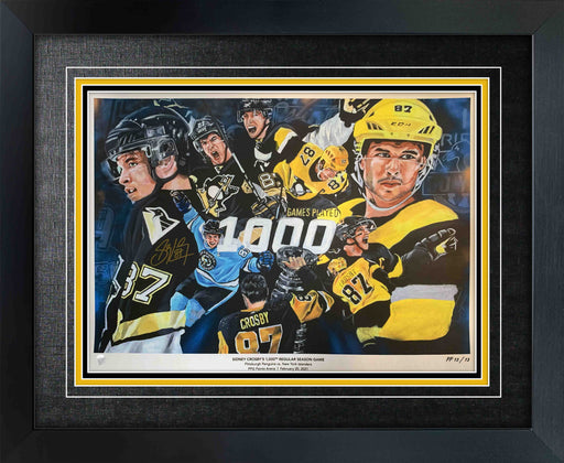 Sidney Crosby Signed Pittsburgh Penguins 1000 Games Collage Print - Frameworth Sports Canada 