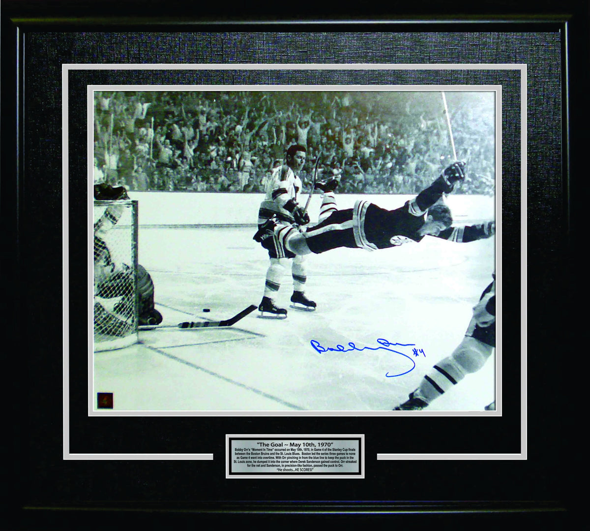 Bobby Orr Boston Bruins Signed 16x20 "The Goal" Black and White Framed Photo - AUCTION