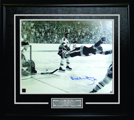 Bobby Orr Boston Bruins Signed 16x20 "The Goal" Black and White Framed Photo - AUCTION