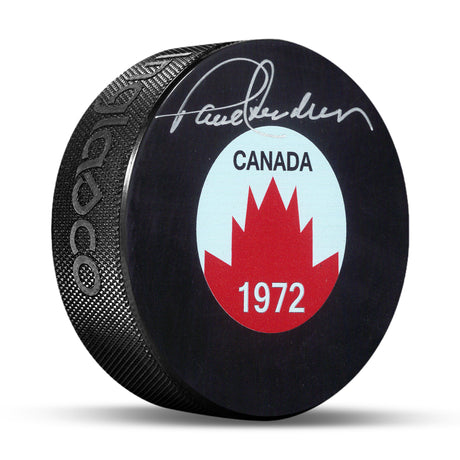Paul Henderson Signed Team Canada 1972 Logo Puck - AUCTION