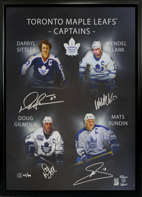 Mats Sundin / Darryl Sittler / Wendel Clark / Doug Gilmour Signed Framed 20x29 Canvas Toronto Maple Leafs Captains (Limited Edition of 99) - AUCTION