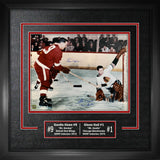 Howe,G / Hall,G Dual-Signed 16x20 Etched Mat Red Wings / Blackhawks - AUCTION