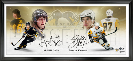 Jaromir Jagr and Sidney Crosby Dual Signed Framed 18x44 Print Legends of Pittsburgh (Limited Edition of 68) - AUCTION