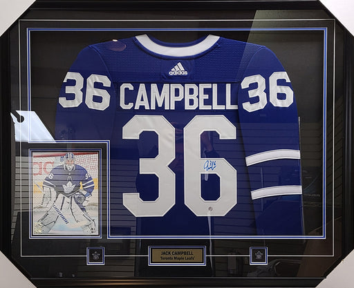 Jack Campbell Signed Framed Toronto Maple Leafs Blue Adidas Authentic Jersey - Frameworth Sports Canada 