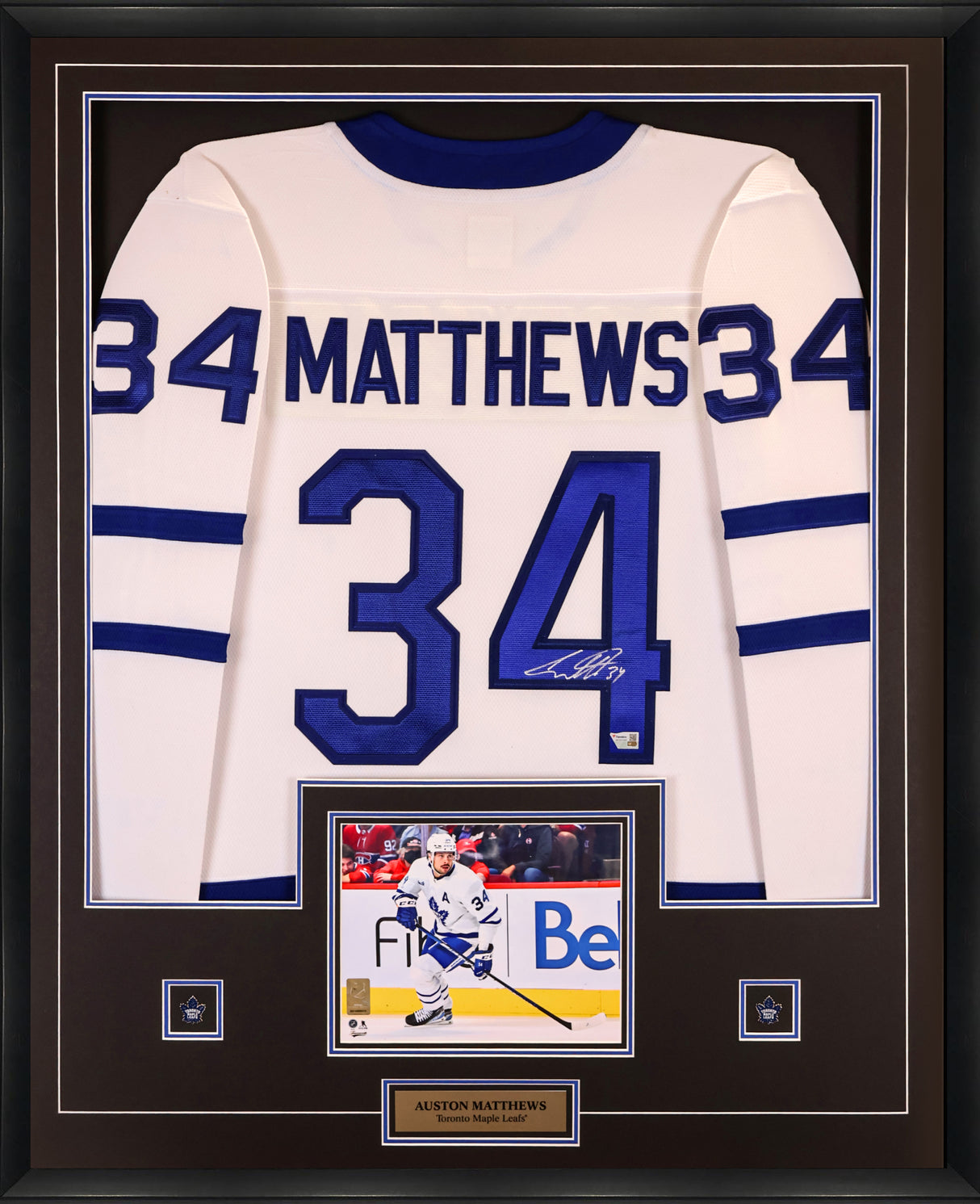 Auston Matthews Signed Jersey Framed Toronto Maple Leafs White Fanatics