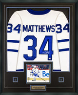 Auston Matthews Signed Jersey Framed Toronto Maple Leafs White Fanatics Breakaway