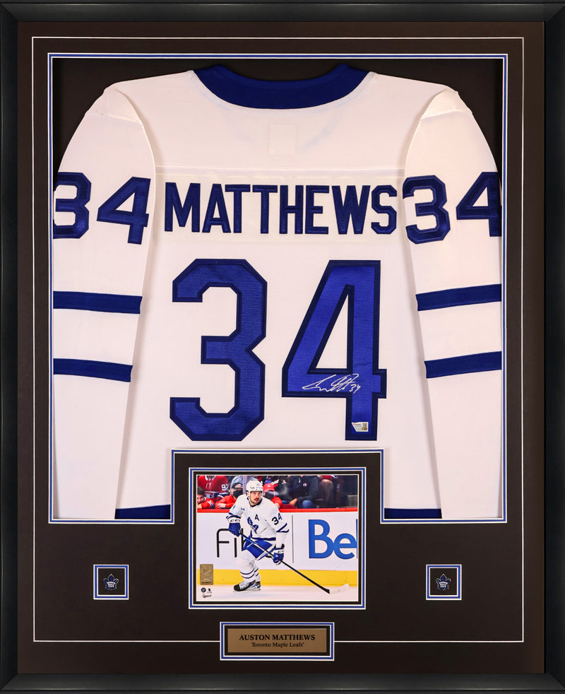 Auston Matthews Signed Jersey Framed Toronto Maple Leafs White Fanatics - Frameworth Sports Canada 