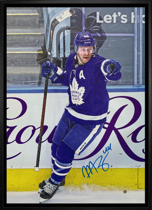 Morgan Rielly Toronto Maple Leafs Signed Framed 20x29 Goal Celebration Pointing Canvas