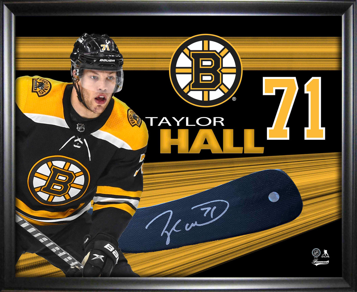 Taylor Hall Signed PhotoGlass Framed Boston Bruins Stickblade