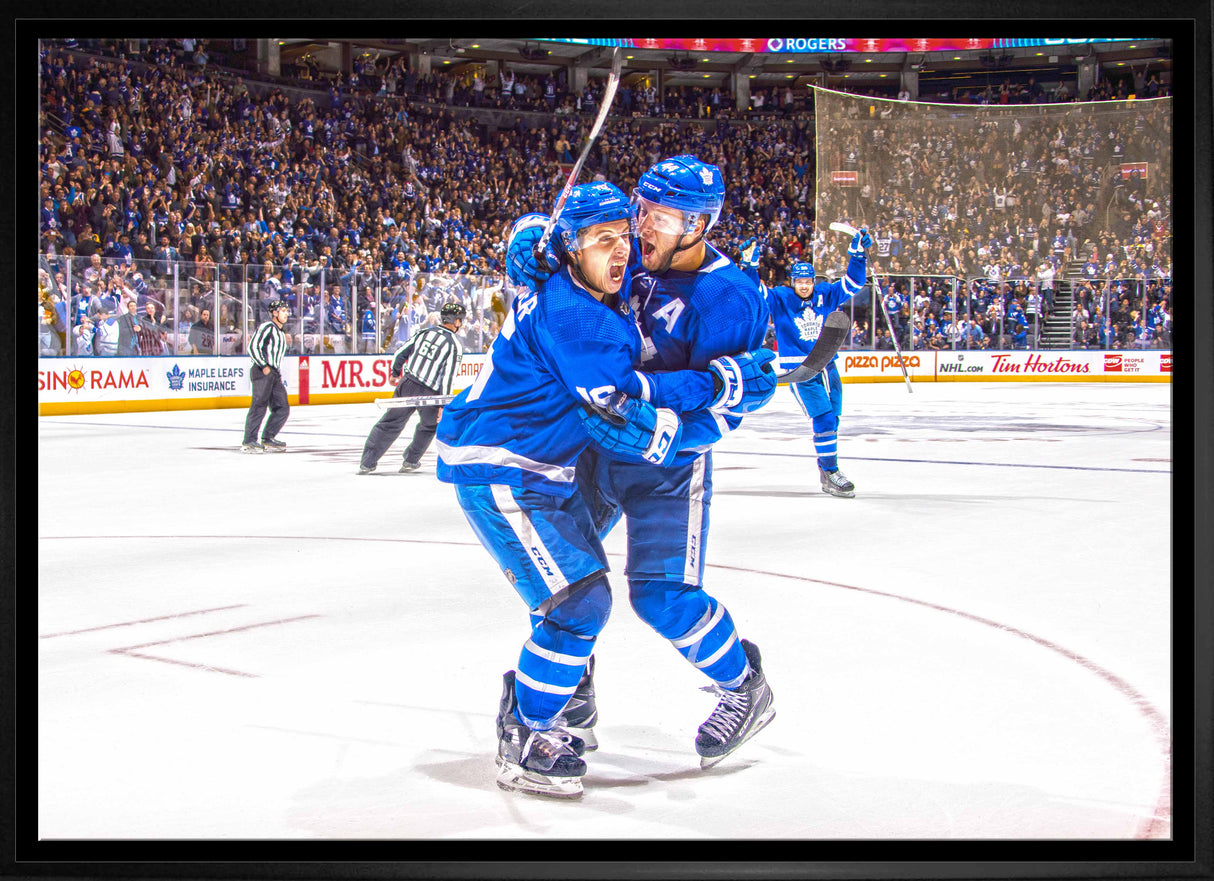 Mitch Marner and Morgan Rielly Framed 20x29 Goal Celebration Canvas