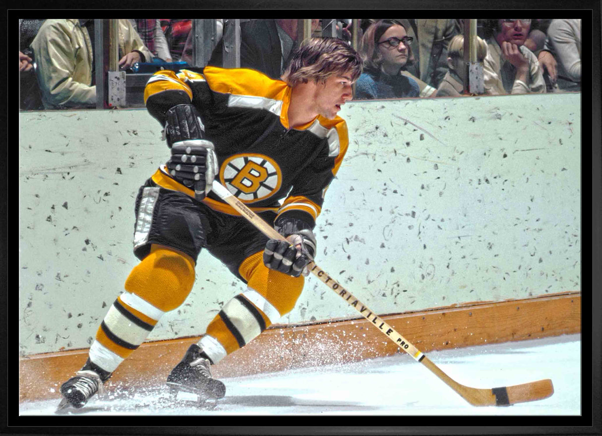 Bobby Orr Boston Bruins Framed  20x29 Skating Black Jersey Canvas