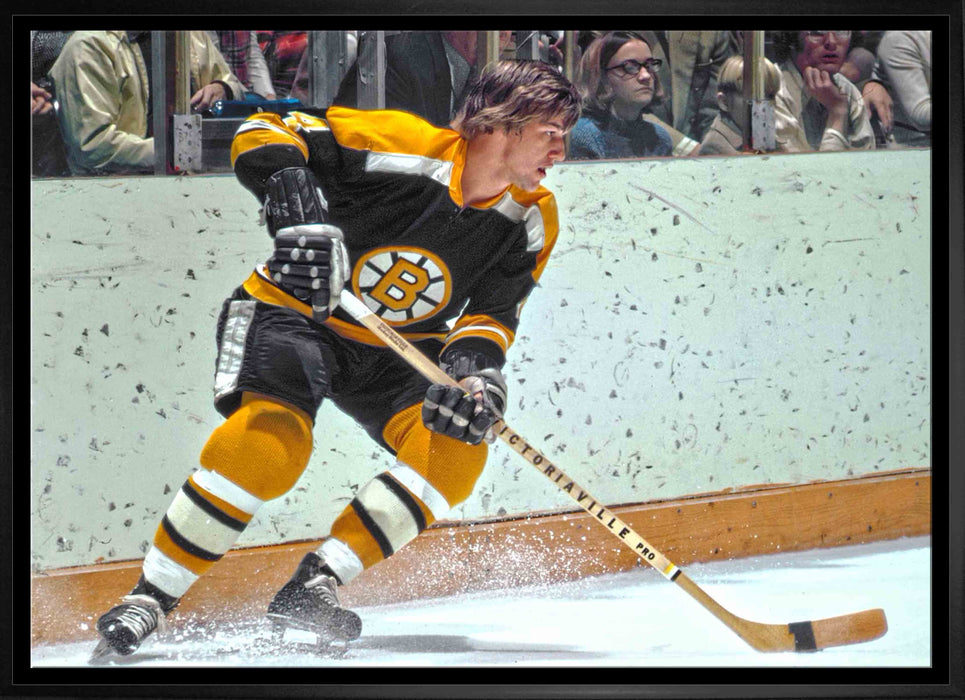 Bobby Orr Boston Bruins Framed  20x29 Skating Black Jersey Canvas