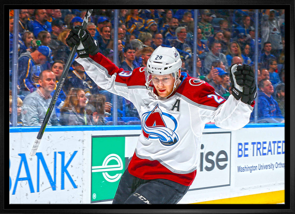 Nathan MacKinnon Colorado Avalanche Framed 20x29 Goal Celebration Canvas