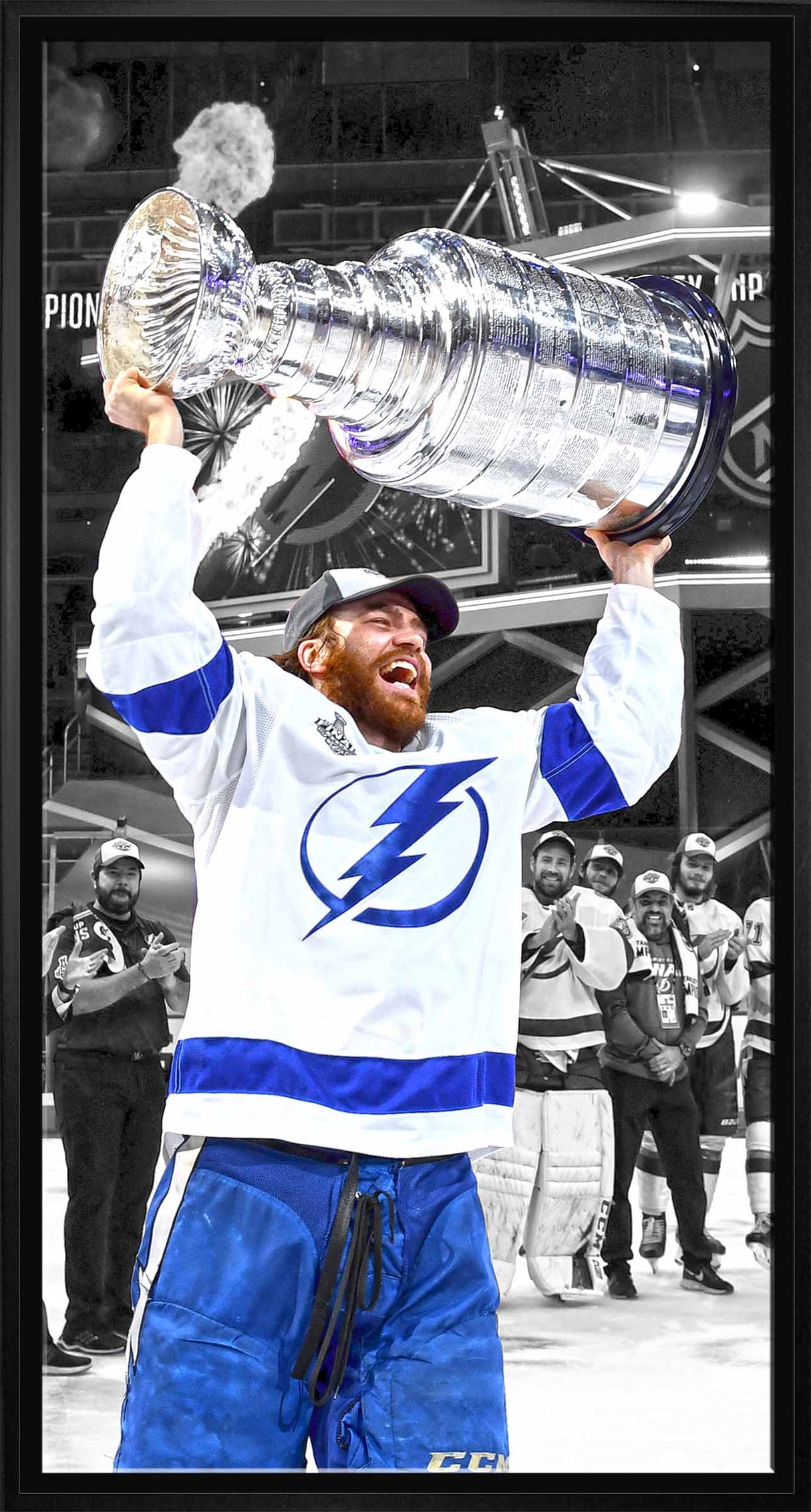 Brayden Point Tampa Bay Lightning Framed 14x28 Raising Stanley Cup Canvas