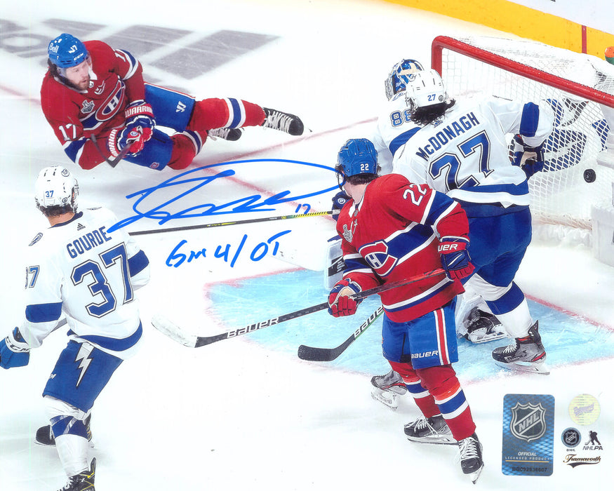Josh Anderson Montreal Canadiens Signed Unframed 8x10 Scoring Photo with "Gm 4 OT" Inscribed - Frameworth Sports Canada 
