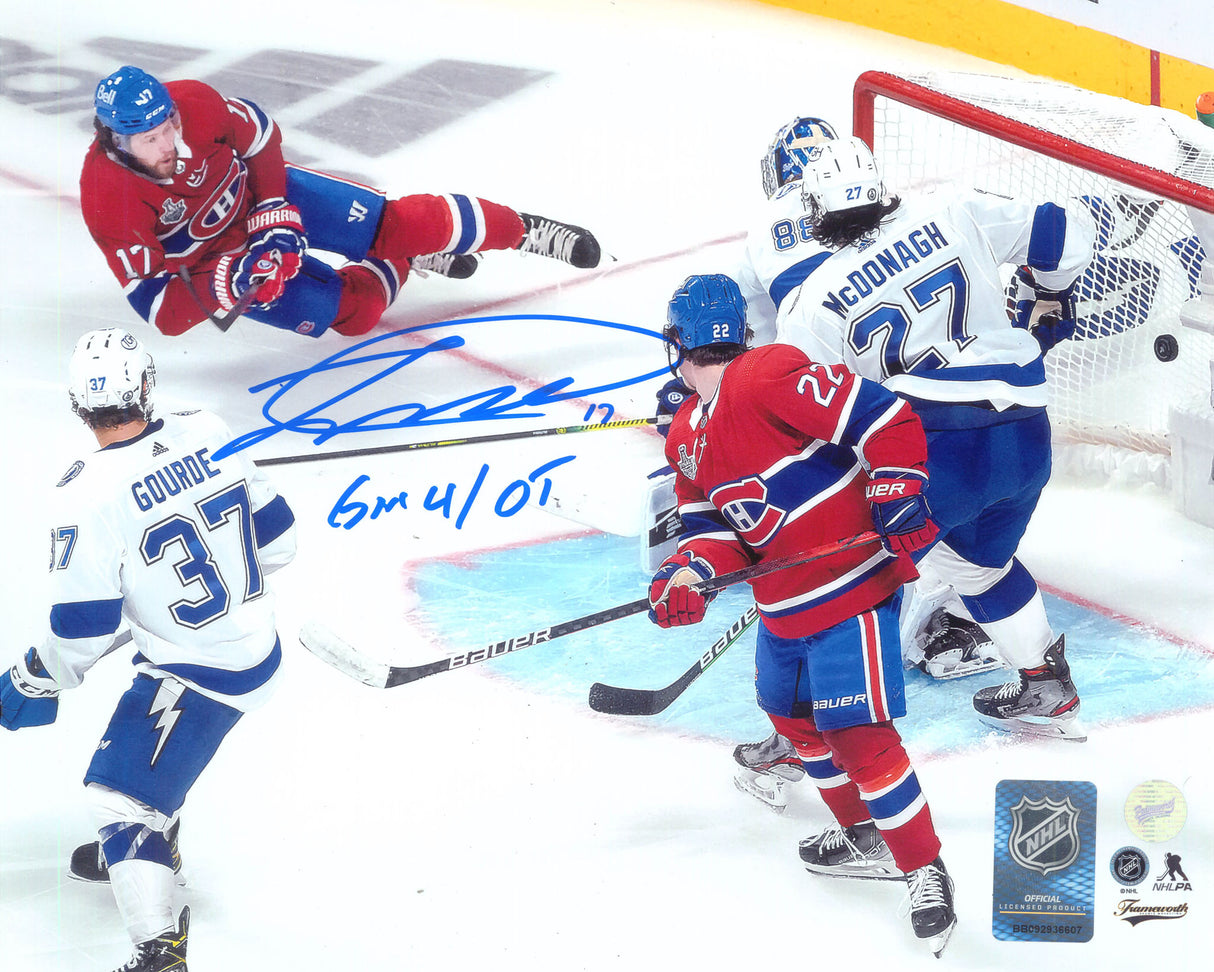 Josh Anderson Montreal Canadiens Signed Unframed 8x10 Scoring Photo with "Gm 4 OT" Inscribed