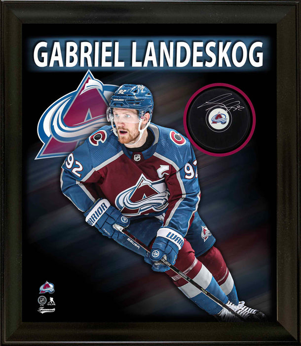 Gabriel Landeskog Signed Framed PhotoGlass Colorado Avalanche Puck