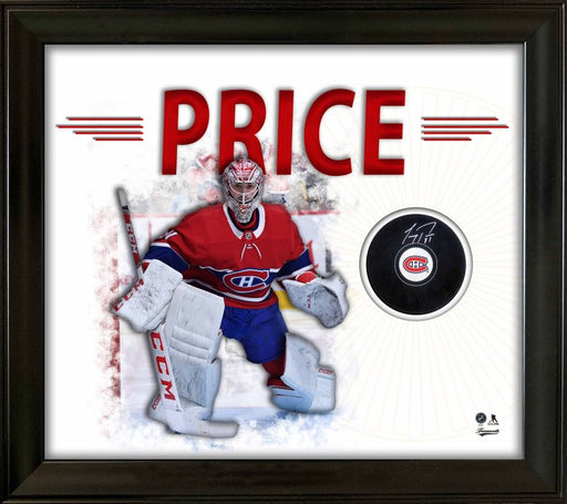 Carey Price Signed White PhotoGlass Framed Montreal Canadiens Puck - Frameworth Sports Canada 