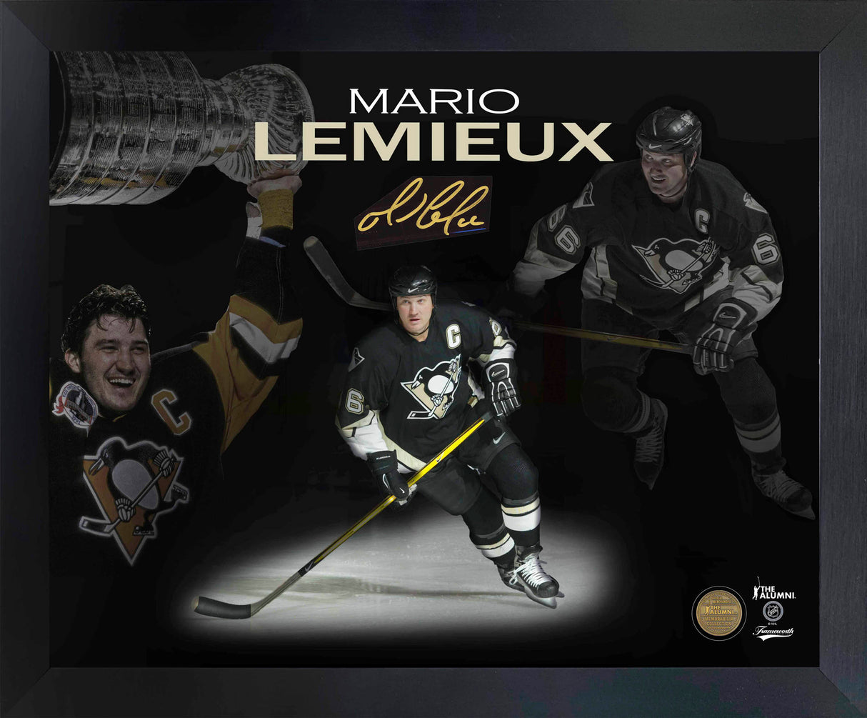 Mario Lemieux Pittsburgh Penguins Signed Framed 16x20 PhotoGlass with Embedded Signature - Frameworth Sports Canada 