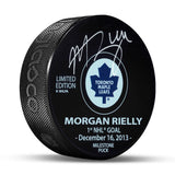 Morgan Rielly Signed 1st Goal Milestone Toronto Maple Leafs Puck LE of 144