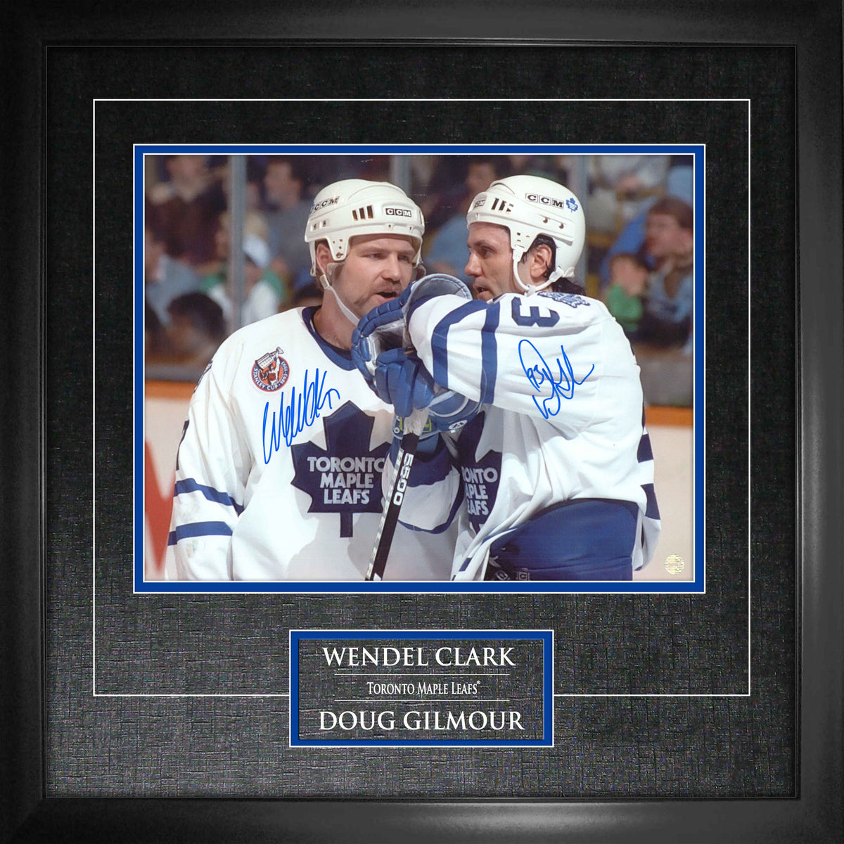 Doug Gilmour and Clark Dual Toronto Maple Leafs Signed Framed 11x14 Talking on Ice Photo - AUCTION