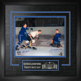 Bob Nevin And Johnny Bower Dual Signed Framed 16x20 Defending Breakaway Photo - AUCTION