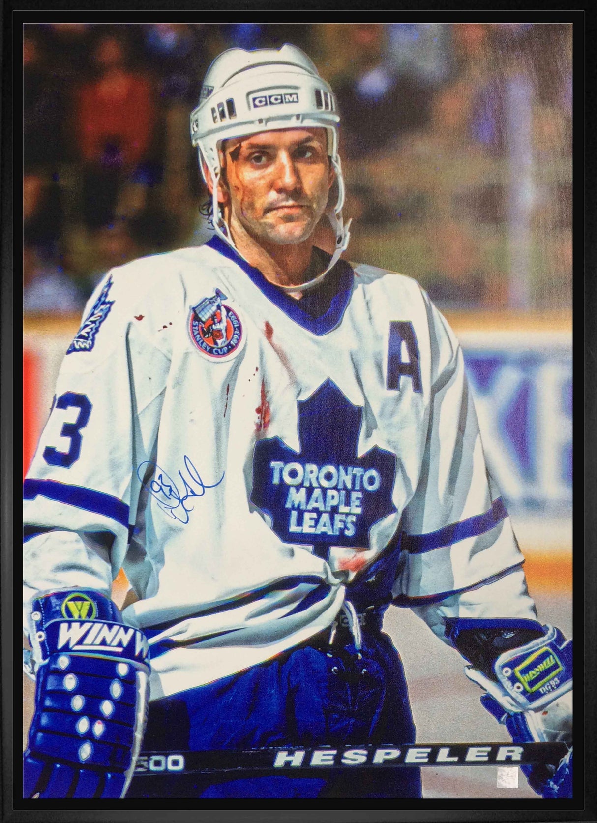 Doug Gilmour Toronto Maple Leafs Signed Framed 20x29 Bloody Warrior Canvas - AUCTION