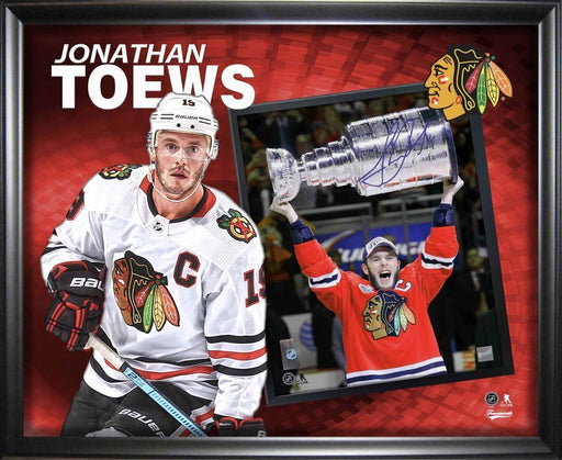 Jonathan Toews Chicago Blackhawks Signed PhotoGlass Framed 8x10 Frame-in-a-Frame Photo - Frameworth Sports Canada 