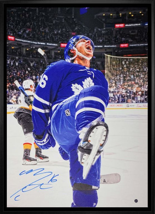 Mitch Marner Toronto Maple Leafs Signed Framed 20x29 Leg Kick Celebration Vertical Canvas