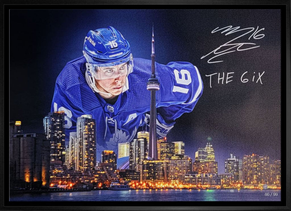 Mitch Marner Toronto Maple Leafs Signed Framed 20x29 Skyline Canvas LE/99