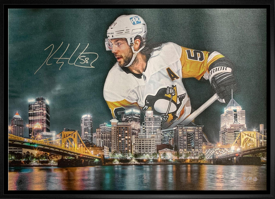 Kris Letang Pittsburgh Penguins Signed Framed 20x29 Skyline Canvas LE/99 - Frameworth Sports Canada 