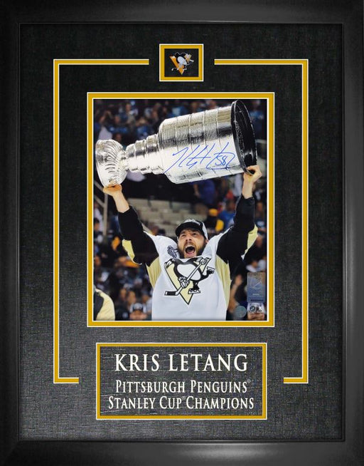 Kris Letang Pittsburgh Penguins Signed Framed 8x10 Raising the 2016 Stanley Cup Photo - Frameworth Sports Canada 