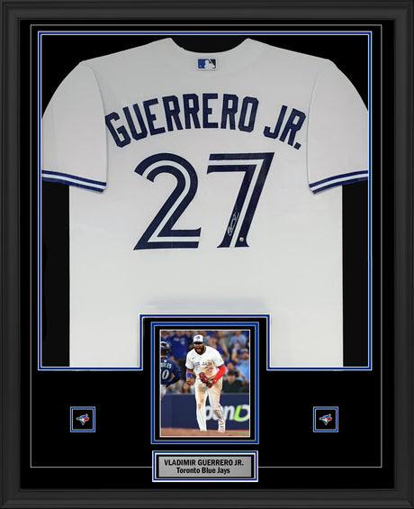 Vladimir Guerrero Jr. Signed Framed 34x42 Toronto Blue Jays White Limited Jersey - AUCTION