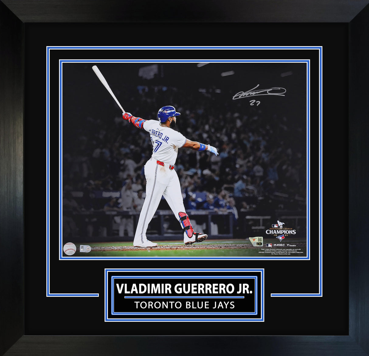 Vladimir Guerrero Jr. Signed Framed 16x20 Photo Toronto Blue Jays 2025 American League Champions Home Run Spotlight - AUCTION